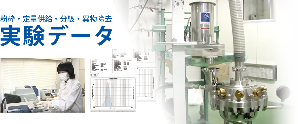 粉砕・定量供給・分級・異物除去　実験データ